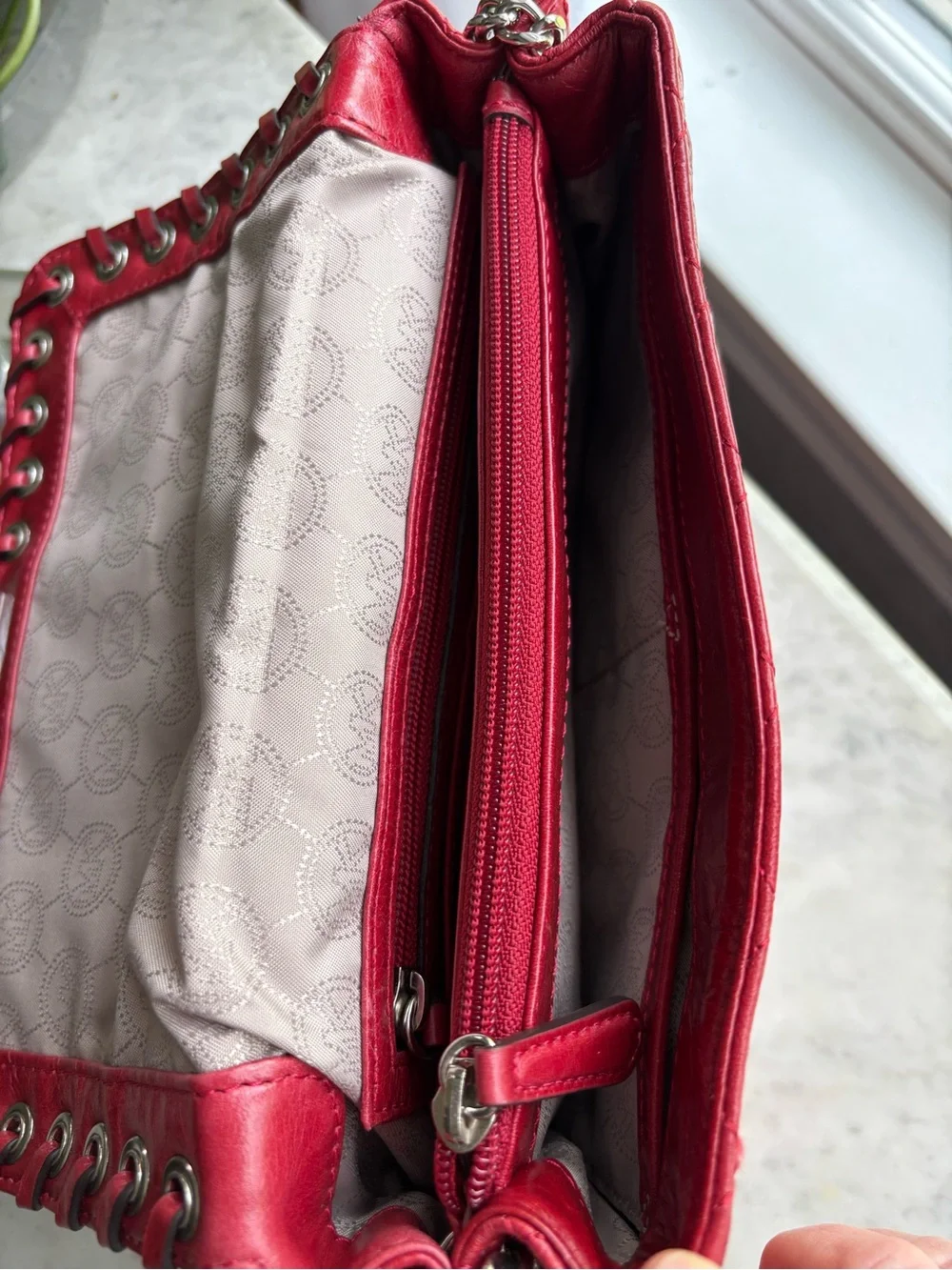 Michael Kors Red Quilted Chain-Shoulder Bag